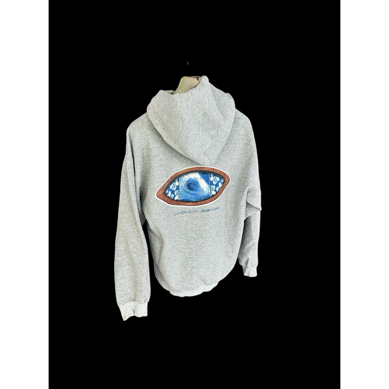 Vintage 90s Y2k Laguna Beach Surf Pullover Hoodie Sweatshirt Sz Med Grey Tv